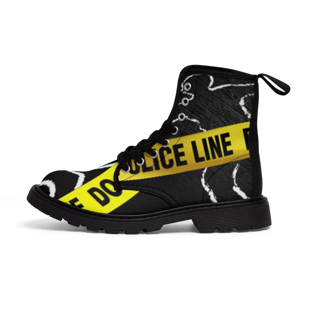 Canvas Boots AL BLUE DESIGNED ART CRIME SCENE