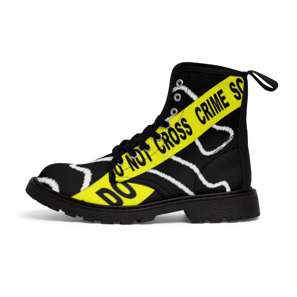 Canvas Boots AL BLUE DESIGNED ART CRIME SCENE