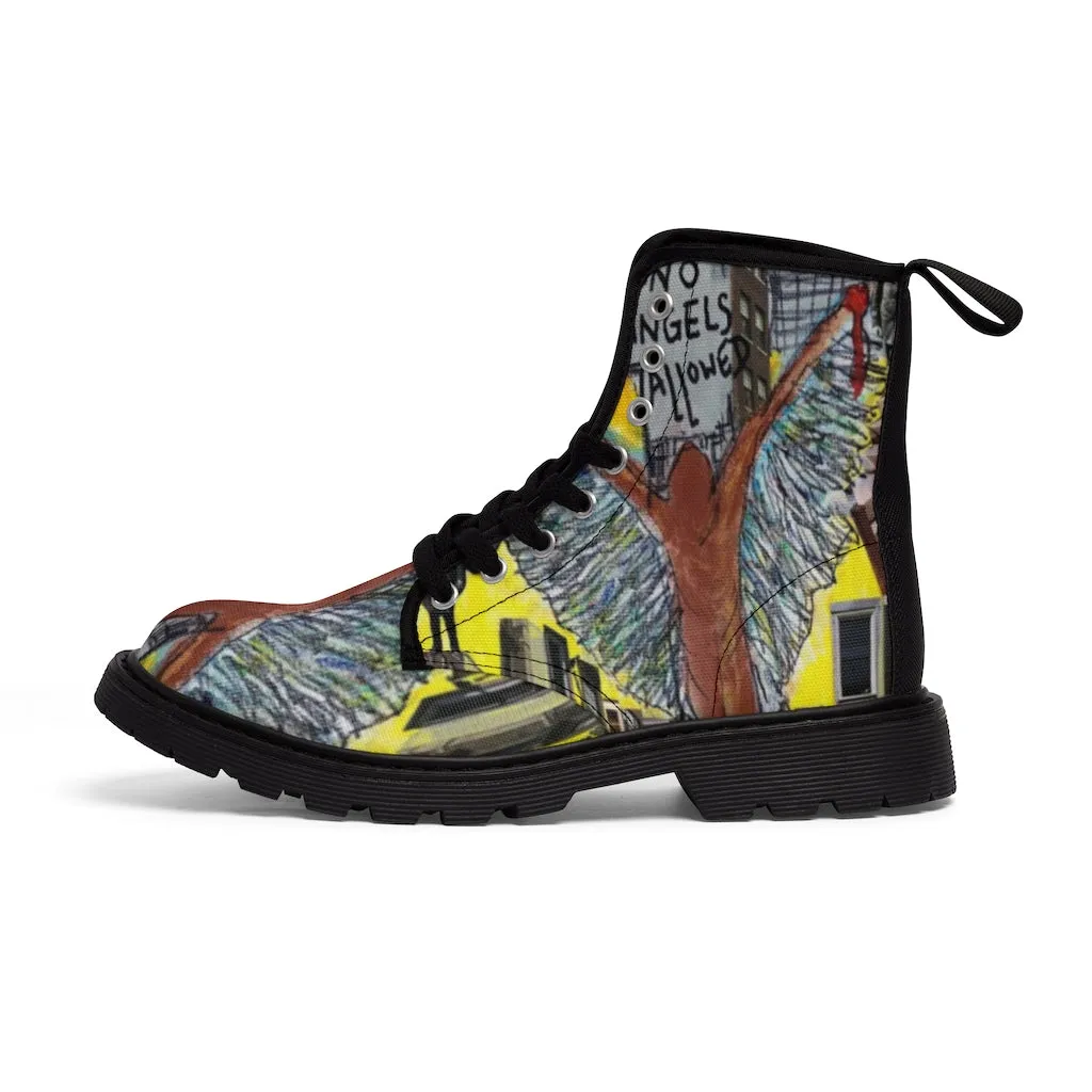 Canvas Boots AL BLUE DESIGNED ART NO ANGELS ALLOWED