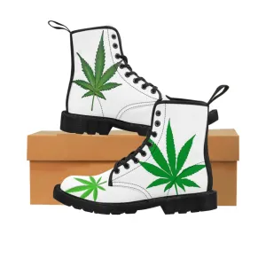 Canvas Boots AL BLUE DESIGNED ART WEED PLANT