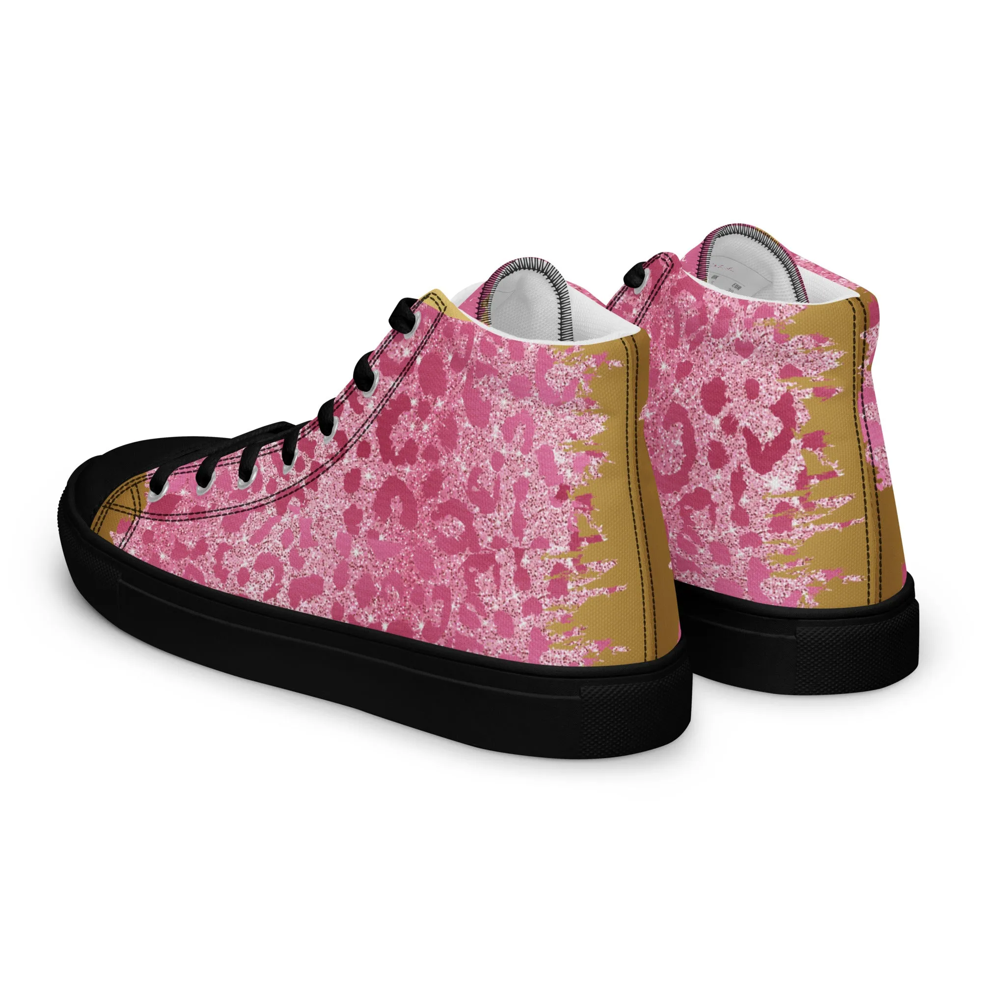 Cheetah Pink Women’s high top canvas shoes