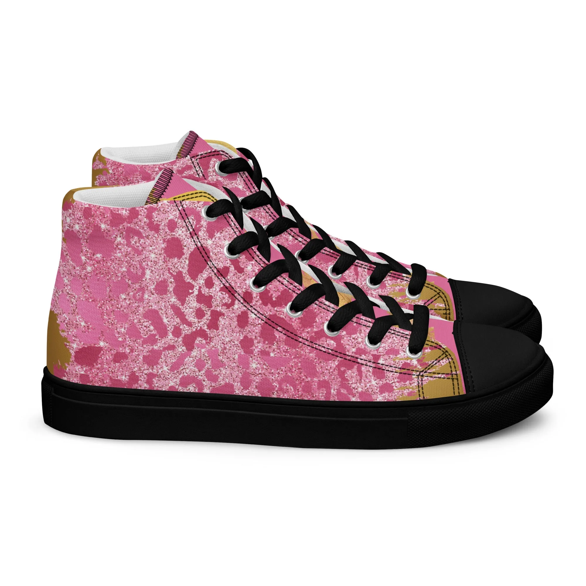 Cheetah Pink Women’s high top canvas shoes