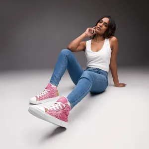 Cheetah Pink Women’s high top canvas shoes