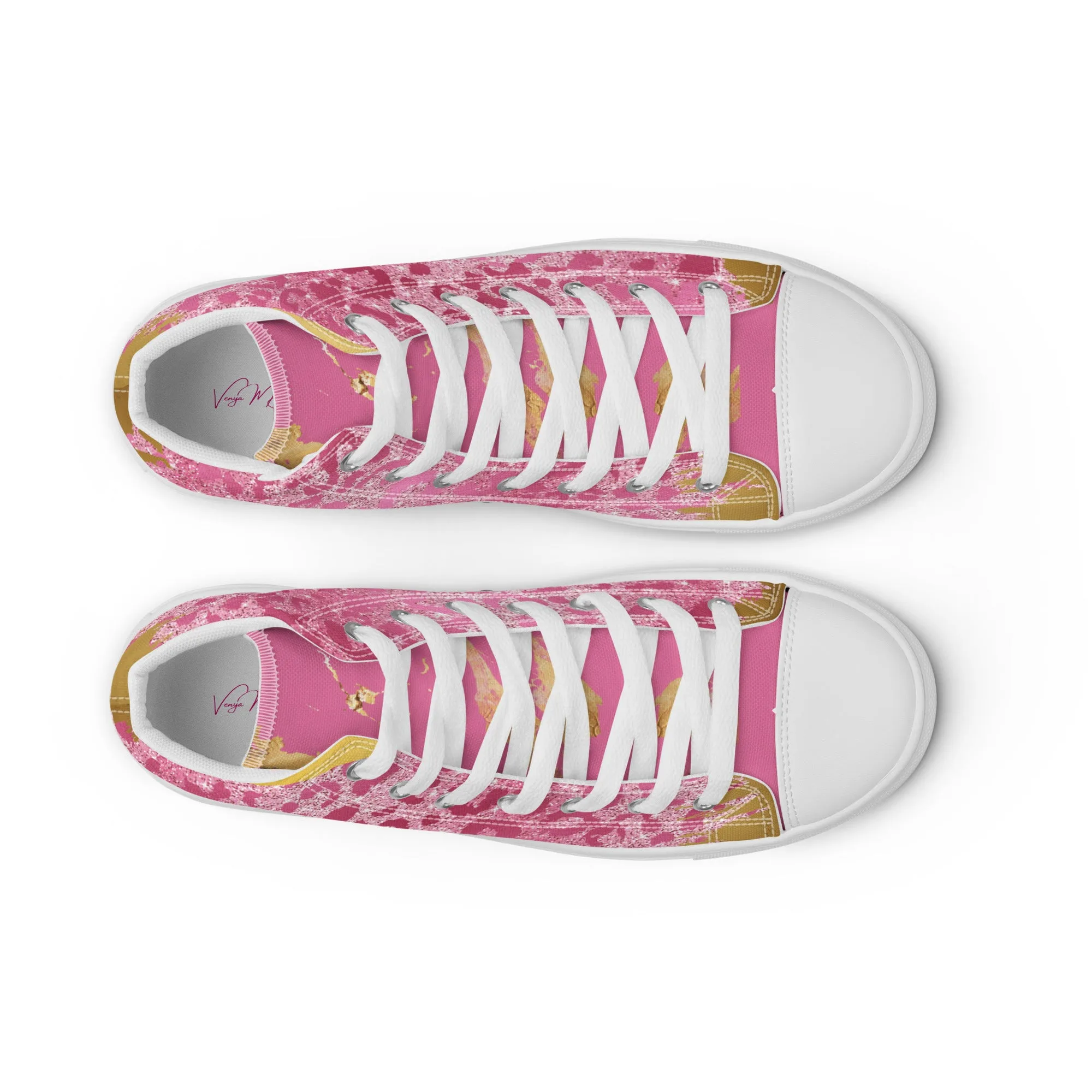 Cheetah Pink Women’s high top canvas shoes