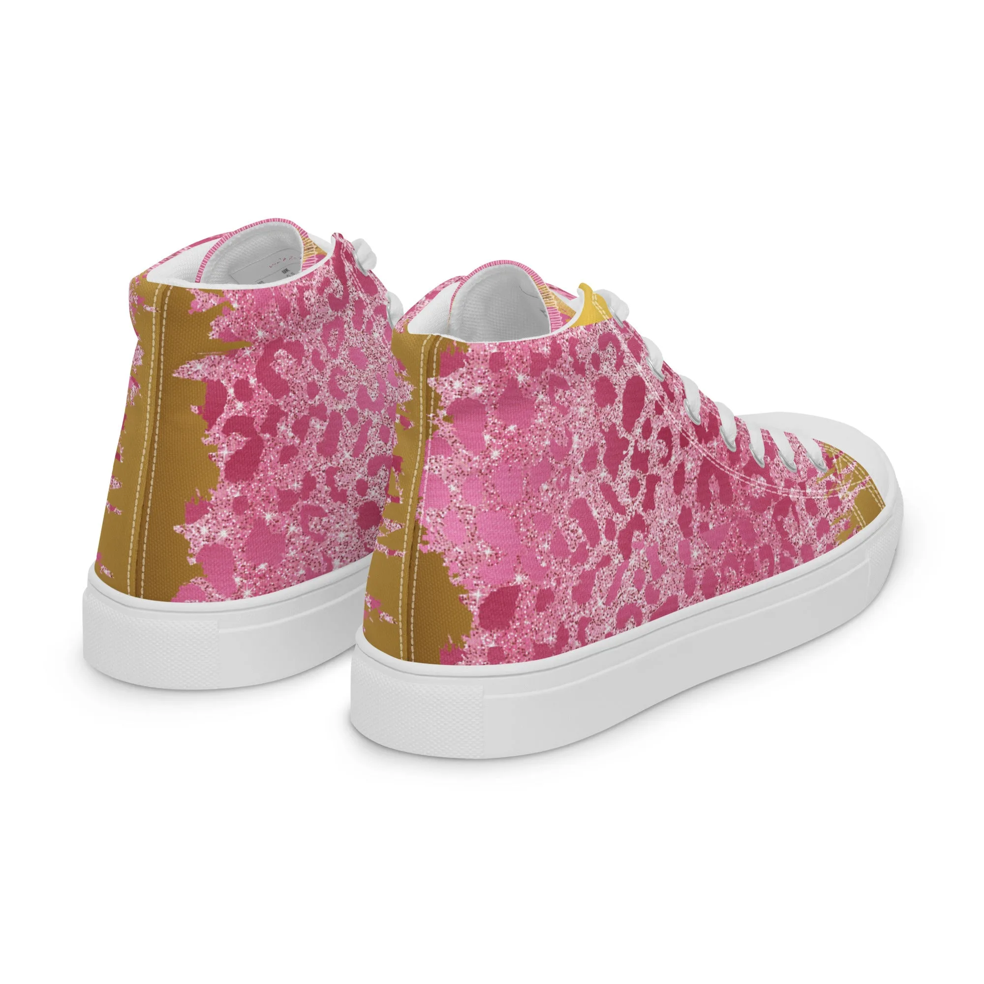 Cheetah Pink Women’s high top canvas shoes