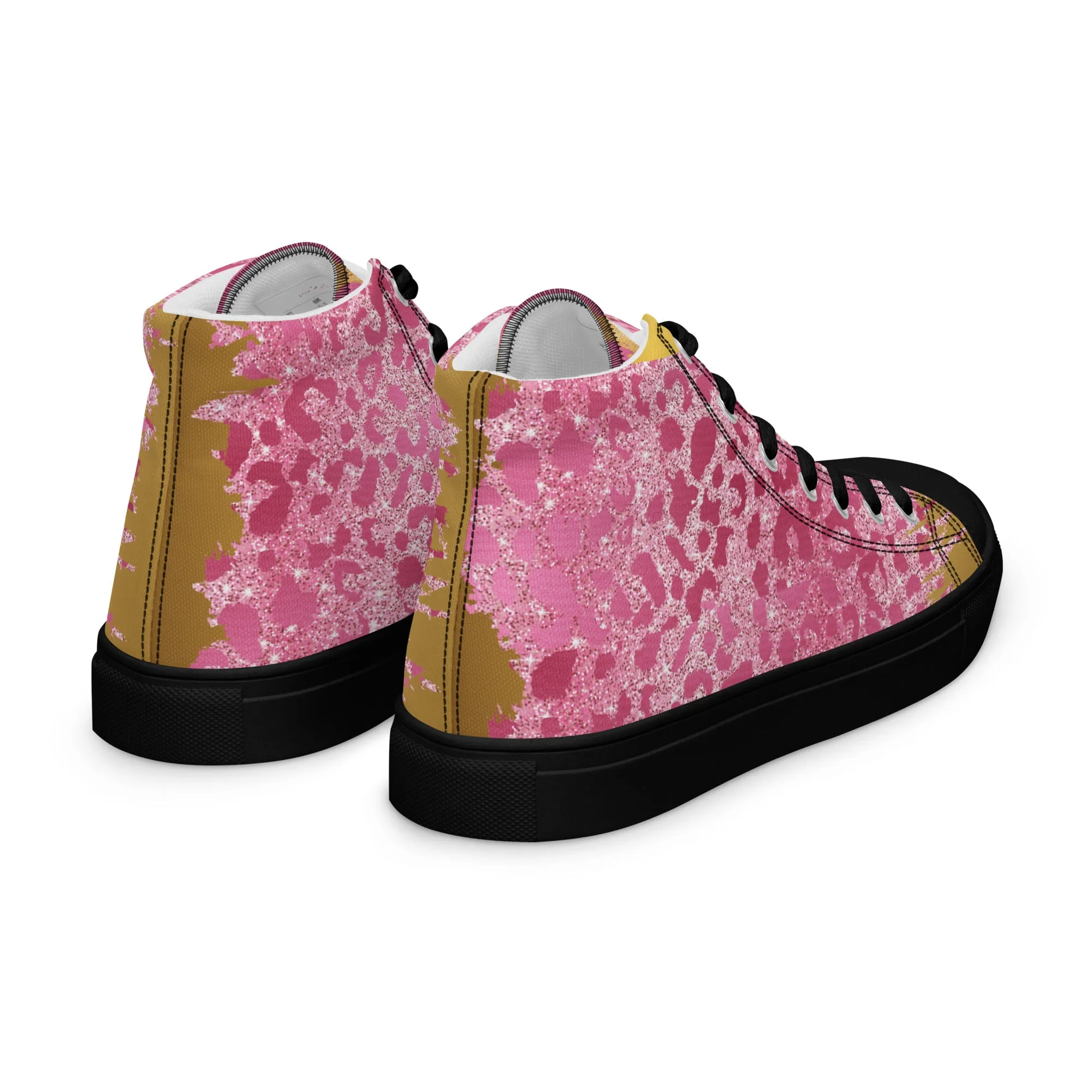 Cheetah Pink Women’s high top canvas shoes