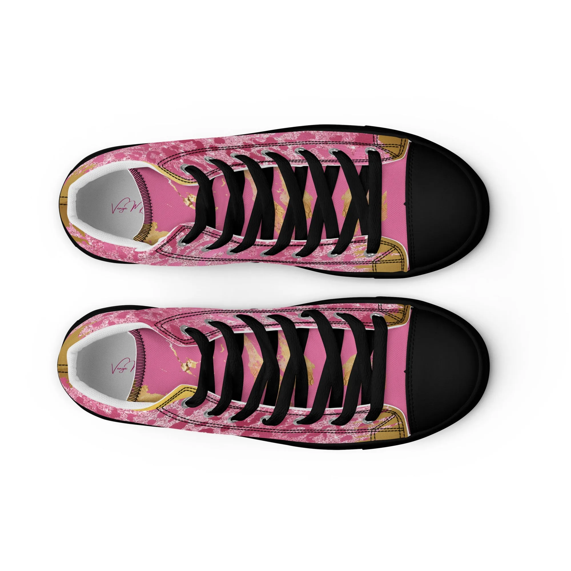 Cheetah Pink Women’s high top canvas shoes