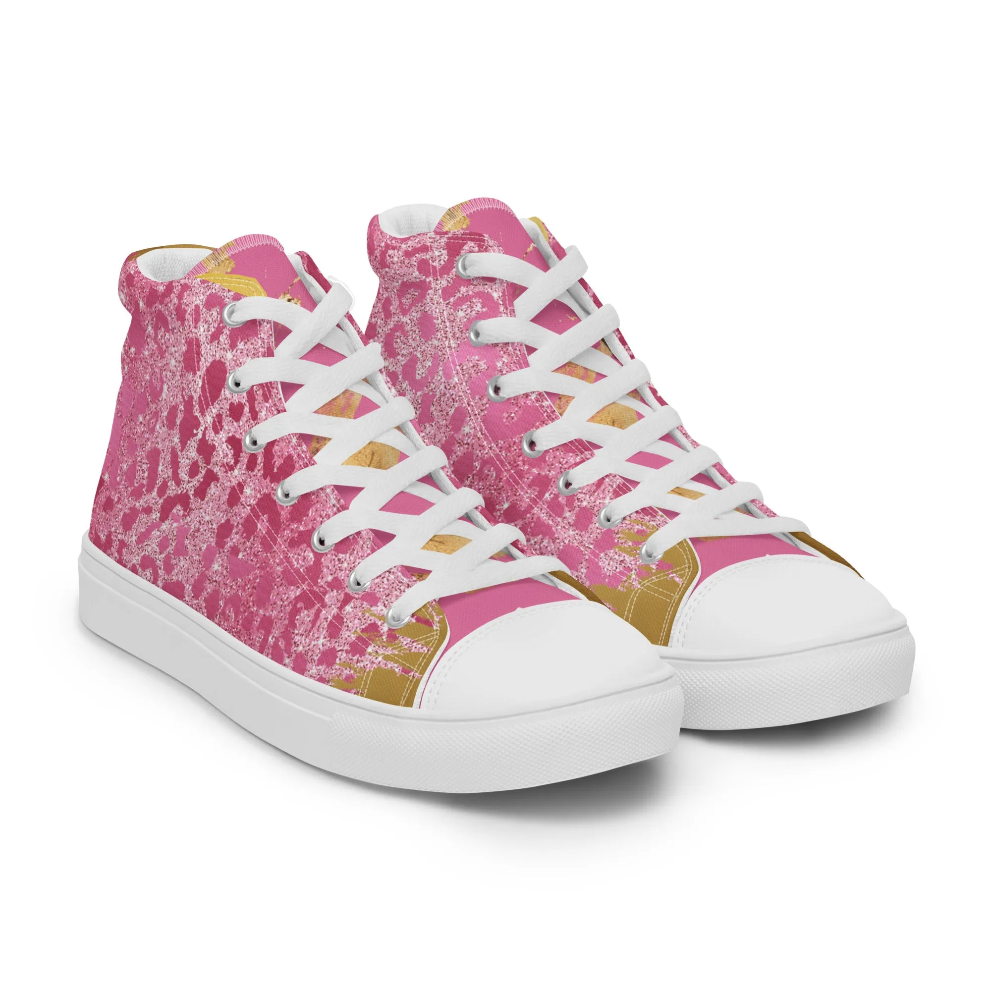 Cheetah Pink Women’s high top canvas shoes