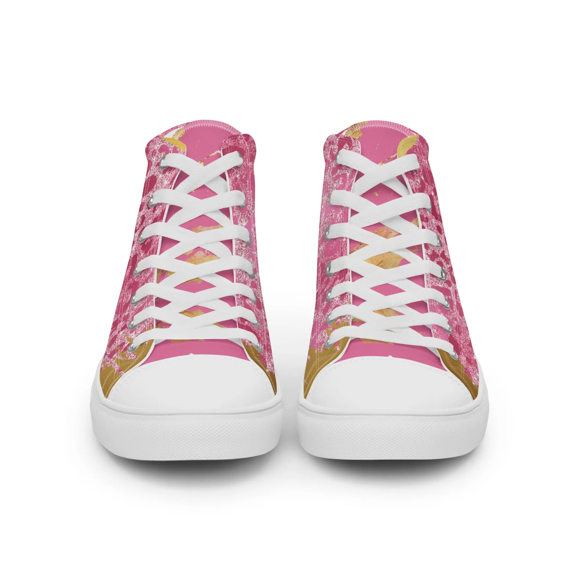 Cheetah Pink Women’s high top canvas shoes