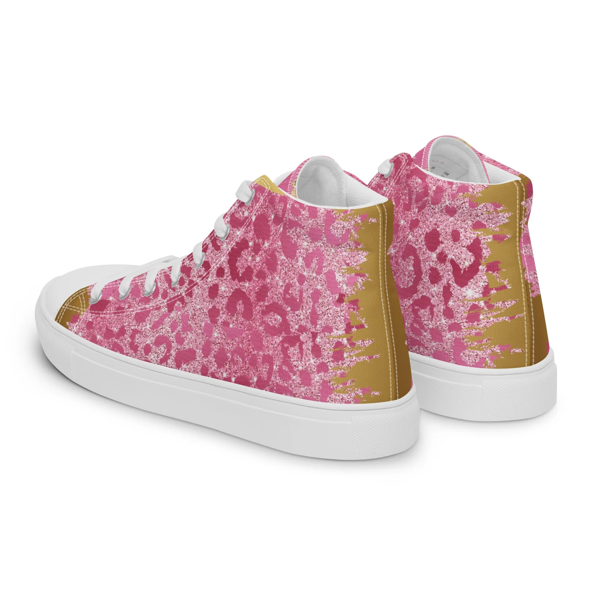 Cheetah Pink Women’s high top canvas shoes