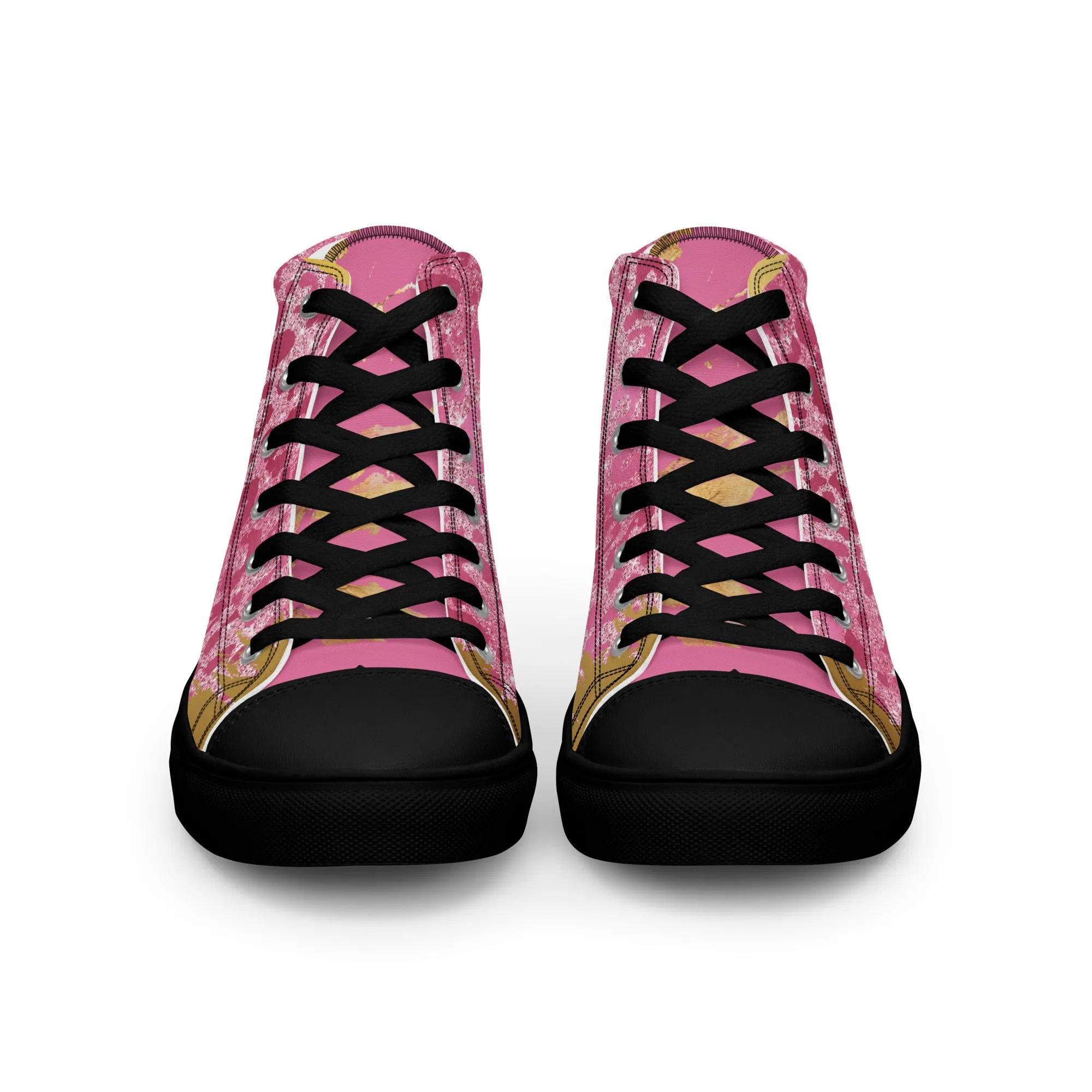 Cheetah Pink Women’s high top canvas shoes