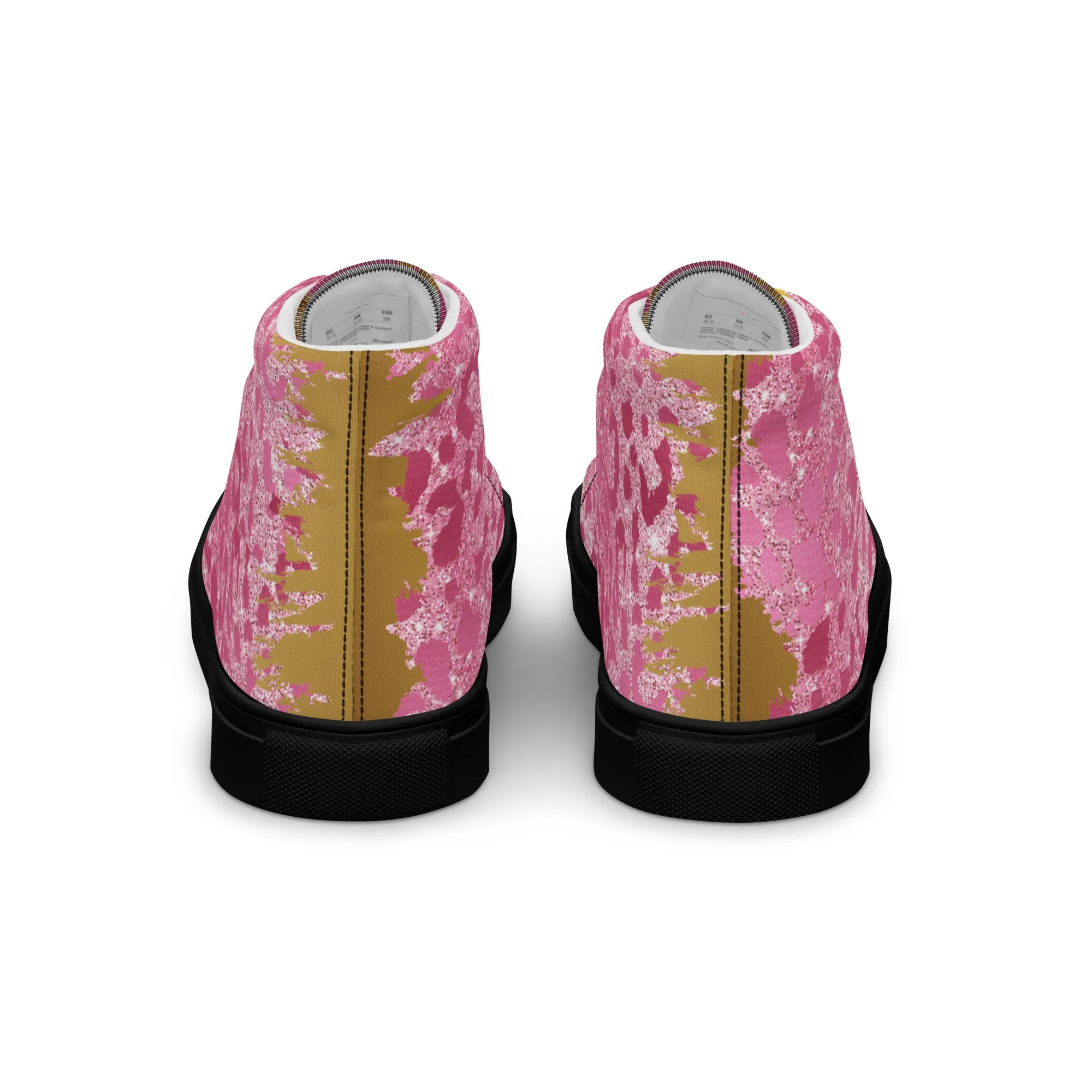 Cheetah Pink Women’s high top canvas shoes