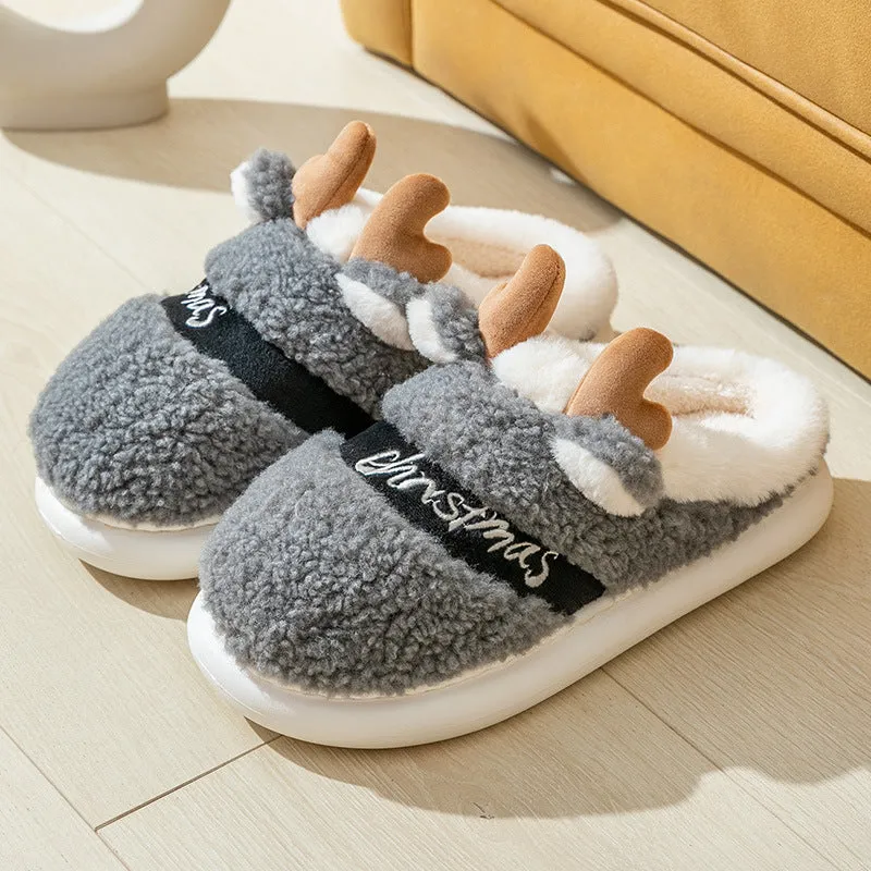 Christmas Shoes Winter Home Slippers Elk Soft Cozy Bedroom Slipper Slip On House Shoes