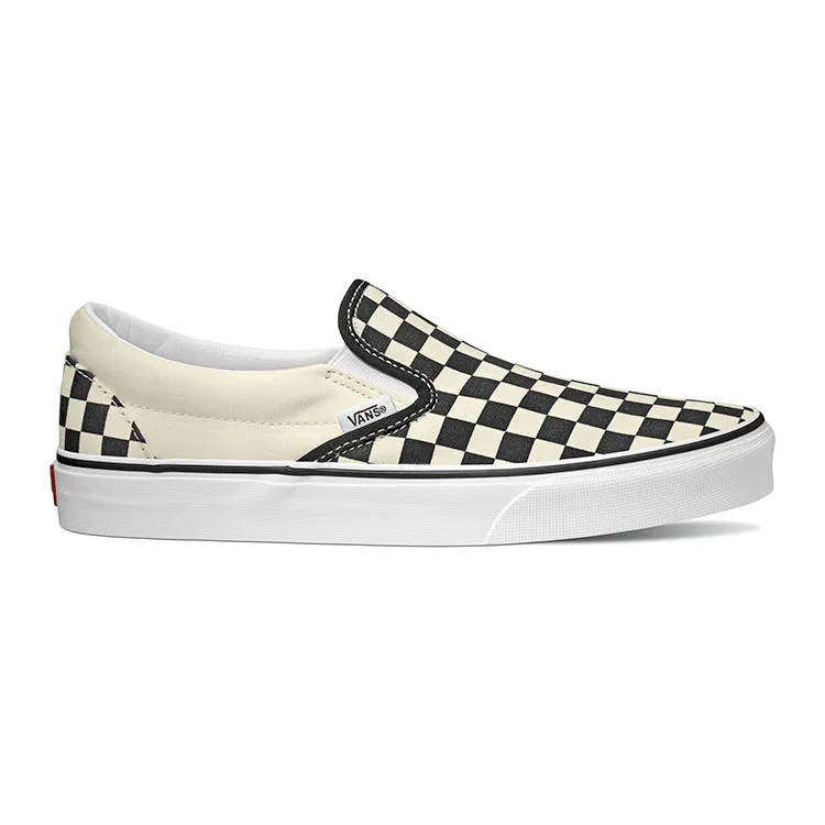 Classic Slip-On Shoe - Black & White Checkerboard (White)