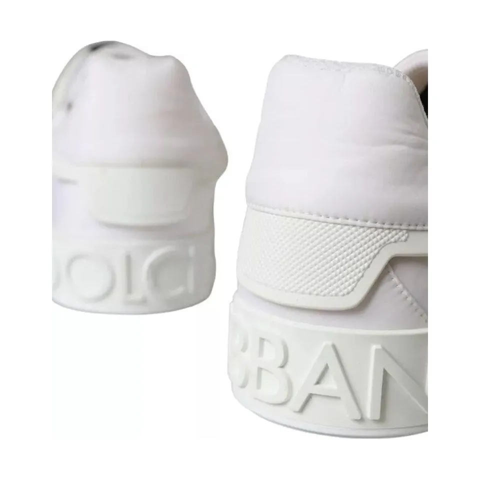 Dolce & Gabbana White Portofino Logo Low Top Trainers Sneakers Shoes