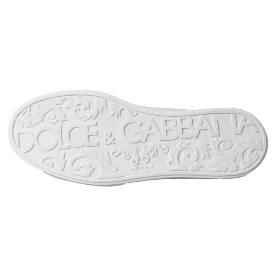 Dolce & Gabbana White Portofino Logo Low Top Trainers Sneakers Shoes