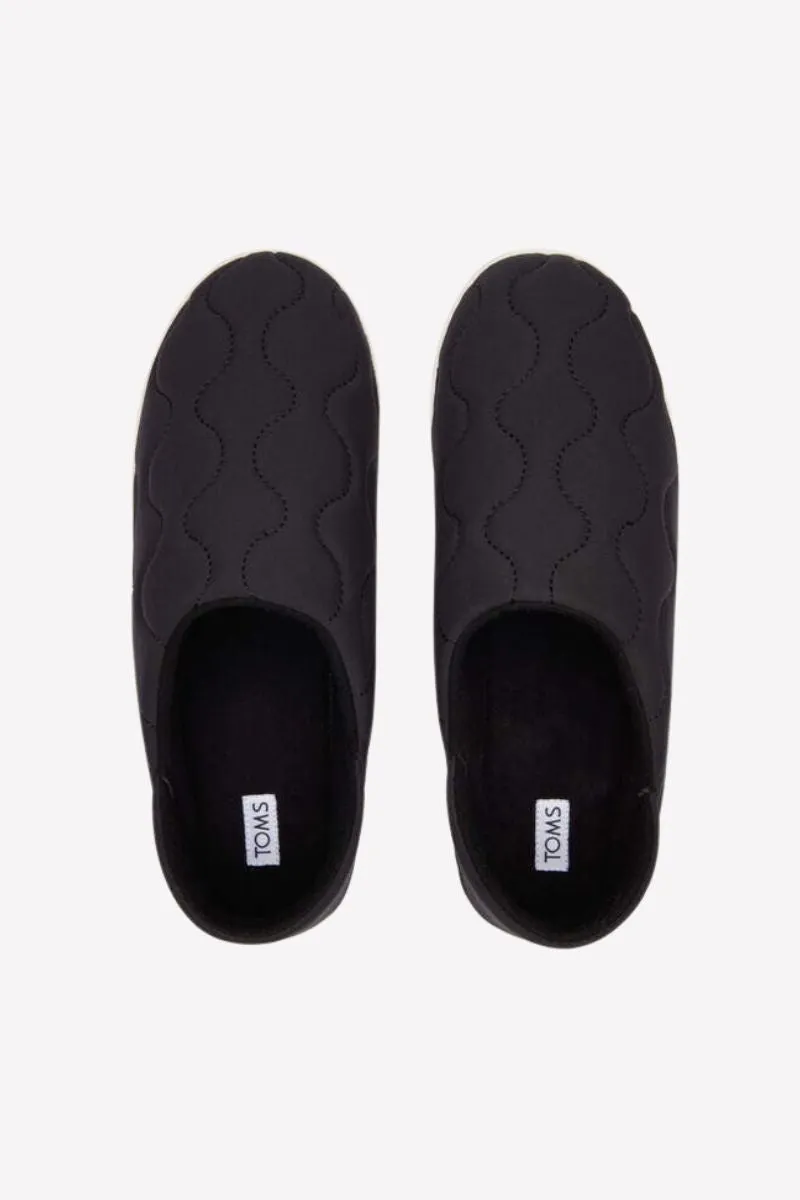 Ezra Black Quilted Cotton Convertible Slipper