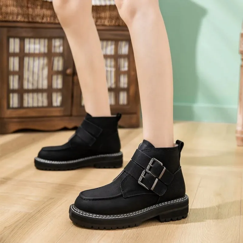 Fashionable Buckle Strap Ankle High Boots for Women