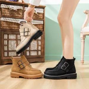 Fashionable Buckle Strap Ankle High Boots for Women