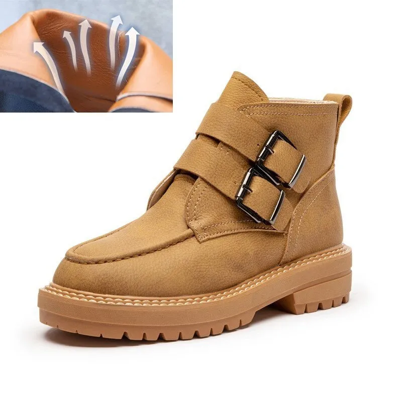 Fashionable Buckle Strap Ankle High Boots for Women