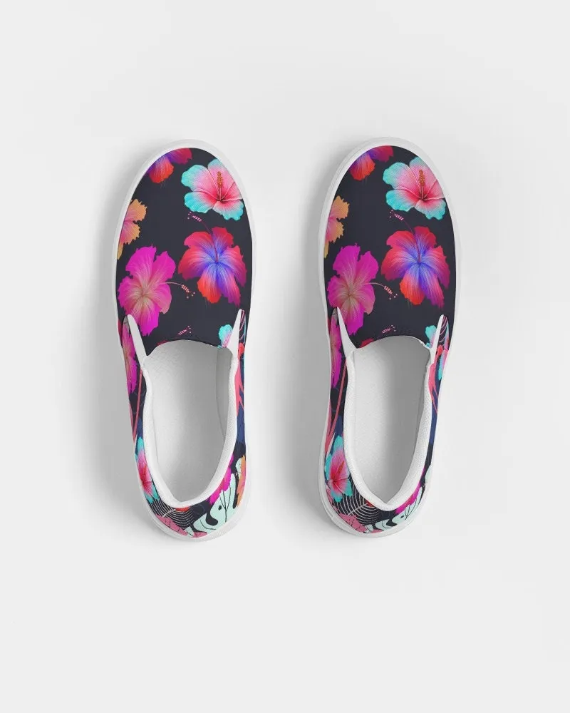 FLORAL HIBSICUS FLAMINGOS CANVAS SHOES