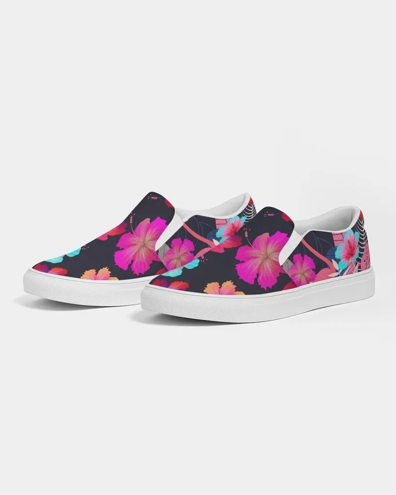 FLORAL HIBSICUS FLAMINGOS CANVAS SHOES