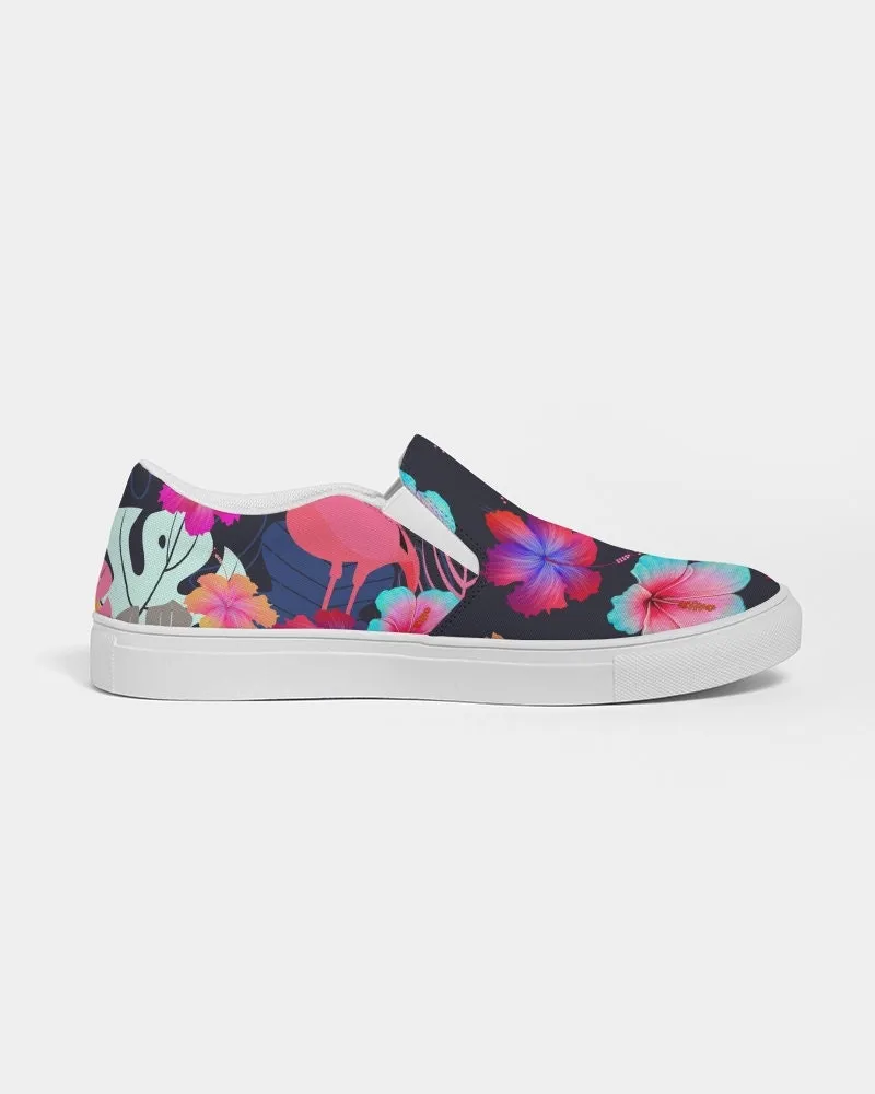 FLORAL HIBSICUS FLAMINGOS CANVAS SHOES