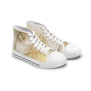 Golden Feathers - Inovax Women's Hight Top Sneakers