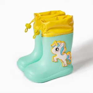 Green Unicorn 190Cartoon Unicorn Dinosaur Children Rain Boots Lace Up Eva Soft Boys Girls Rain Shoes Light Waterproof Non Slip Kids Rainboots