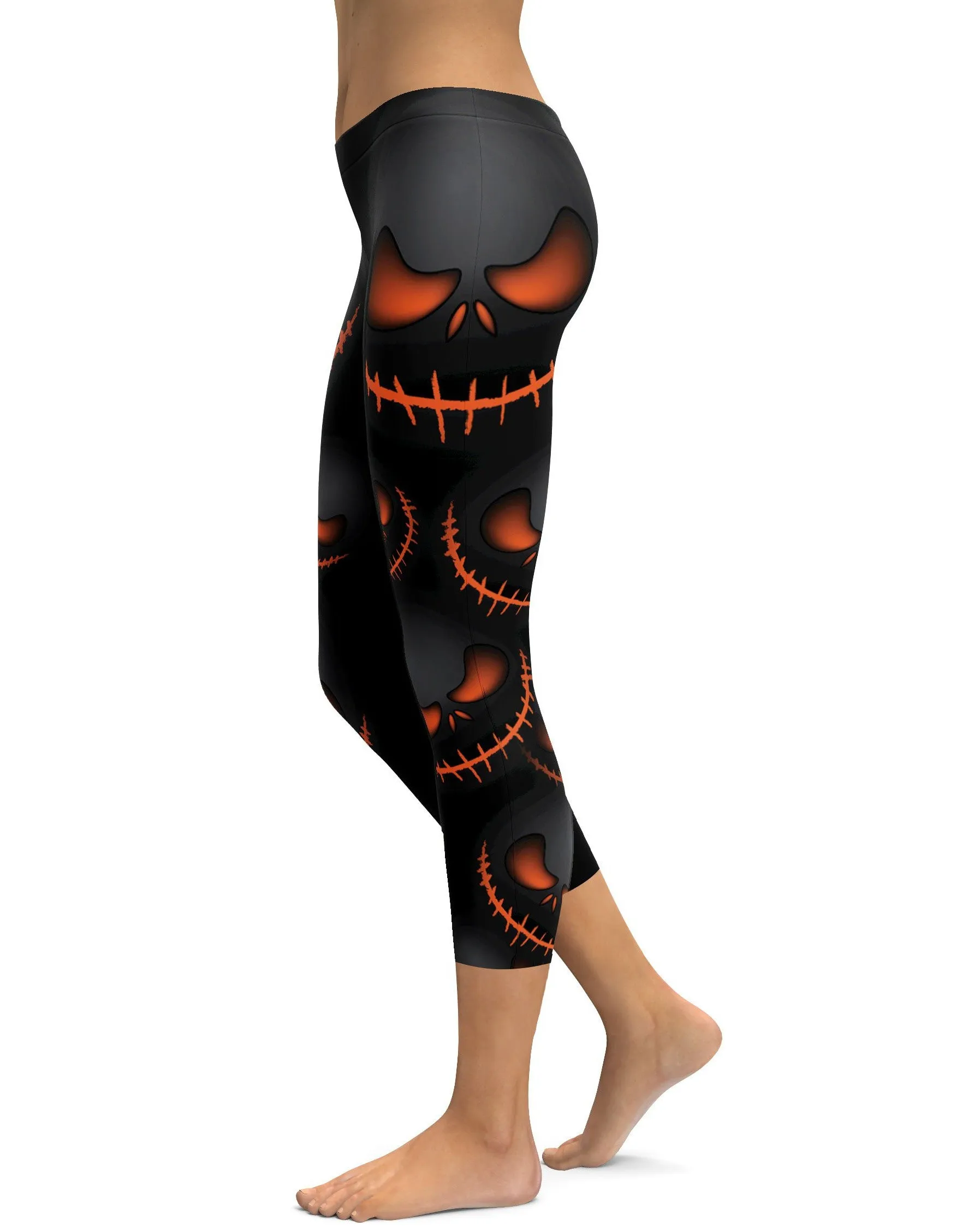 Halloween Evil Pumpkin Grin Capris