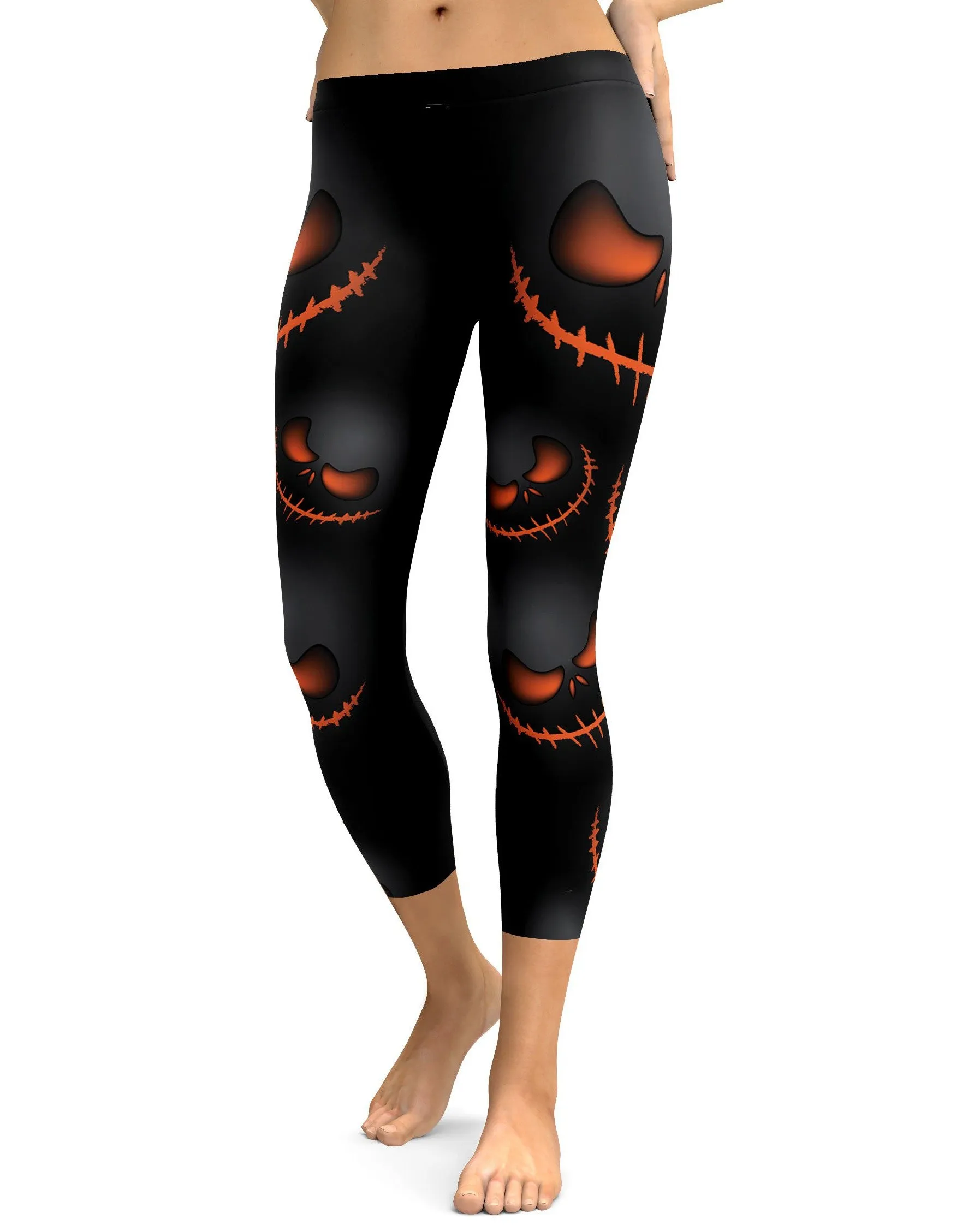 Halloween Evil Pumpkin Grin Capris