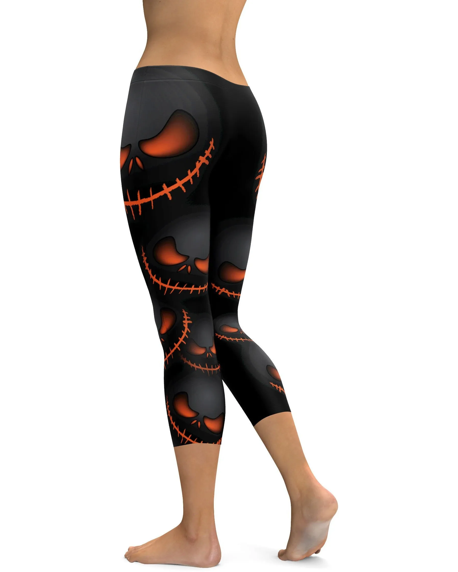 Halloween Evil Pumpkin Grin Capris