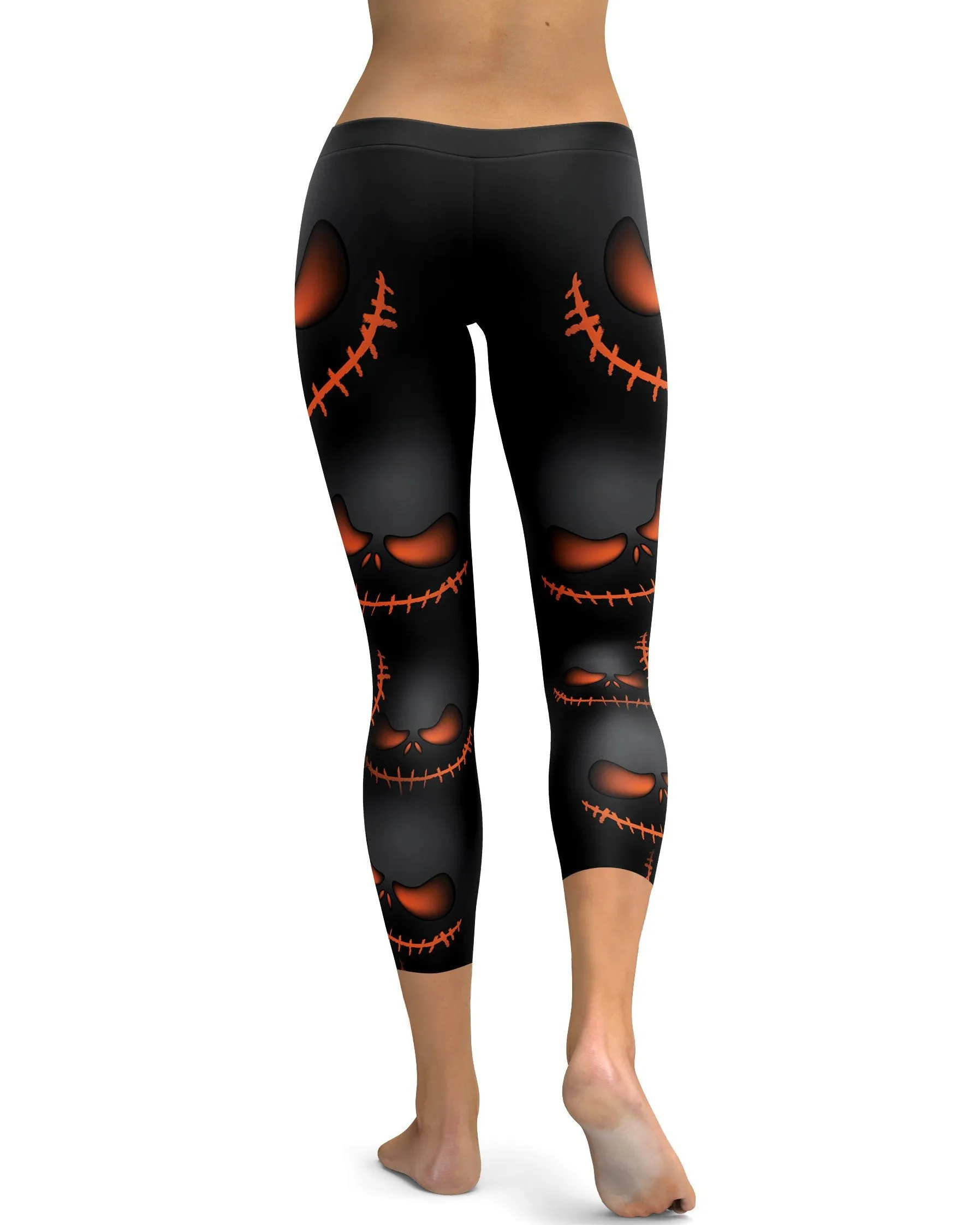 Halloween Evil Pumpkin Grin Capris