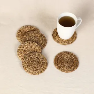 Handmade Organic Water Hyacinth Coasters from Assam (Set of 6)