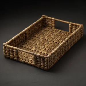 Handmade Organic Water Hyacinth Rectangular Tray from Assam (14 x 10 in)