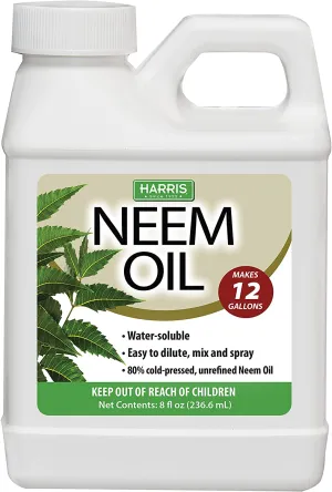 Harris Neem Oil Cold Pressed Water Soluble Concentrate, Makes 12 Gallons (8 fl. oz)