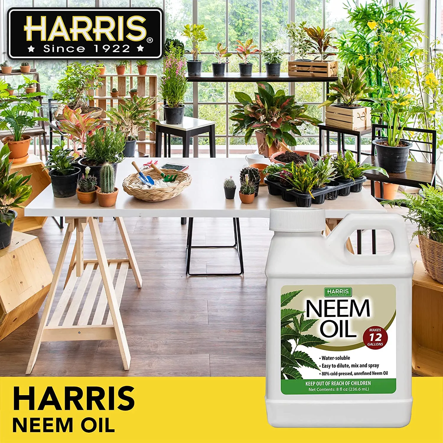 Harris Neem Oil Cold Pressed Water Soluble Concentrate, Makes 12 Gallons (8 fl. oz)