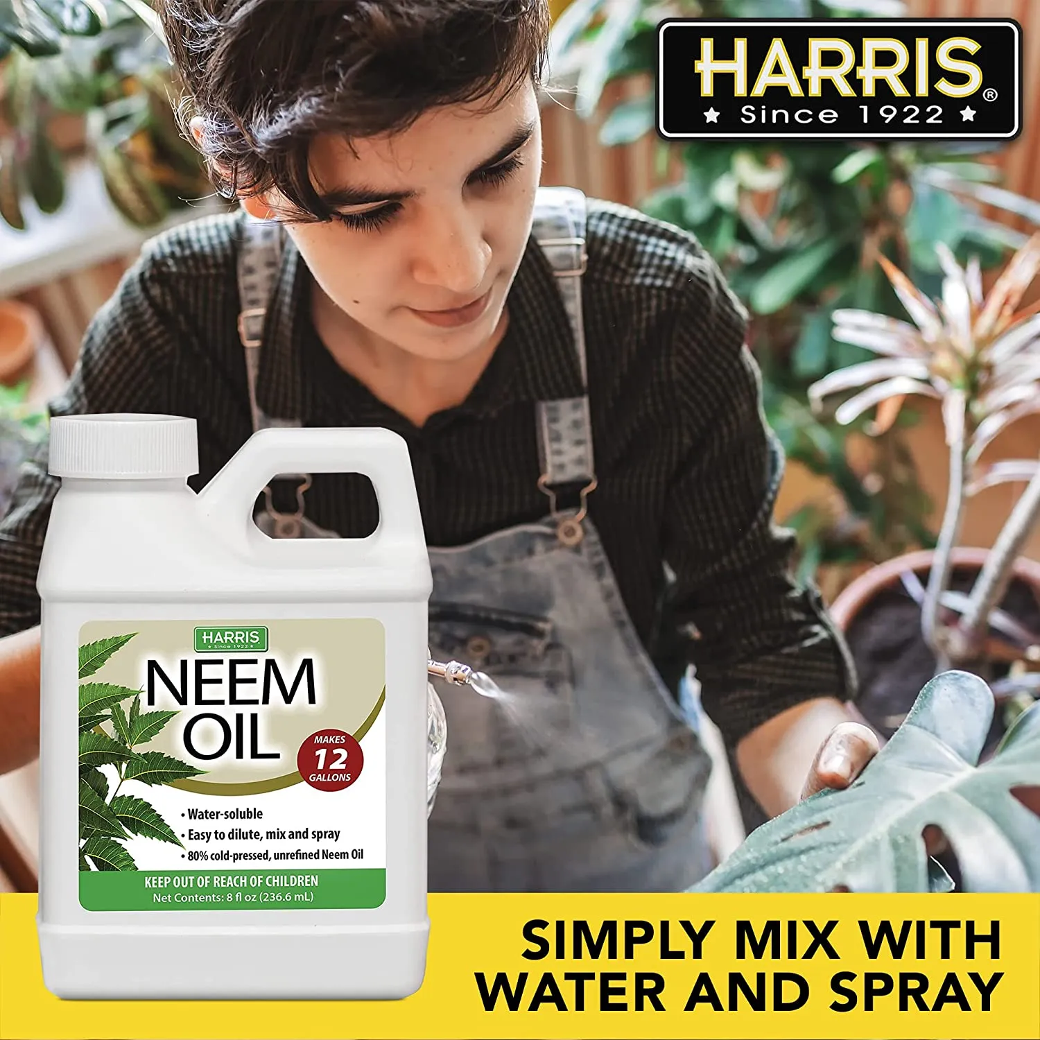 Harris Neem Oil Cold Pressed Water Soluble Concentrate, Makes 12 Gallons (8 fl. oz)