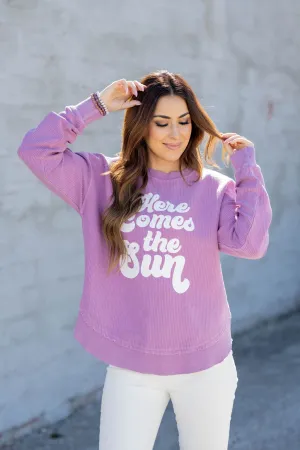 Here Comes The Sun Side Slit Graphic Crewneck