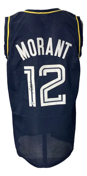 Ja Morant Signed Custom Alternate Navy Blue Pro-Style Basketball Jersey BAS