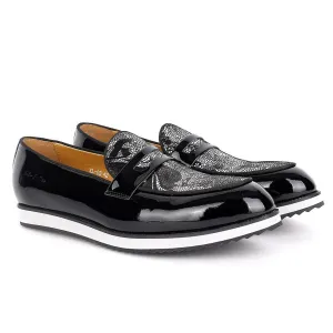 John Foster Classic Black Glossy And Maceron Leather Shoe