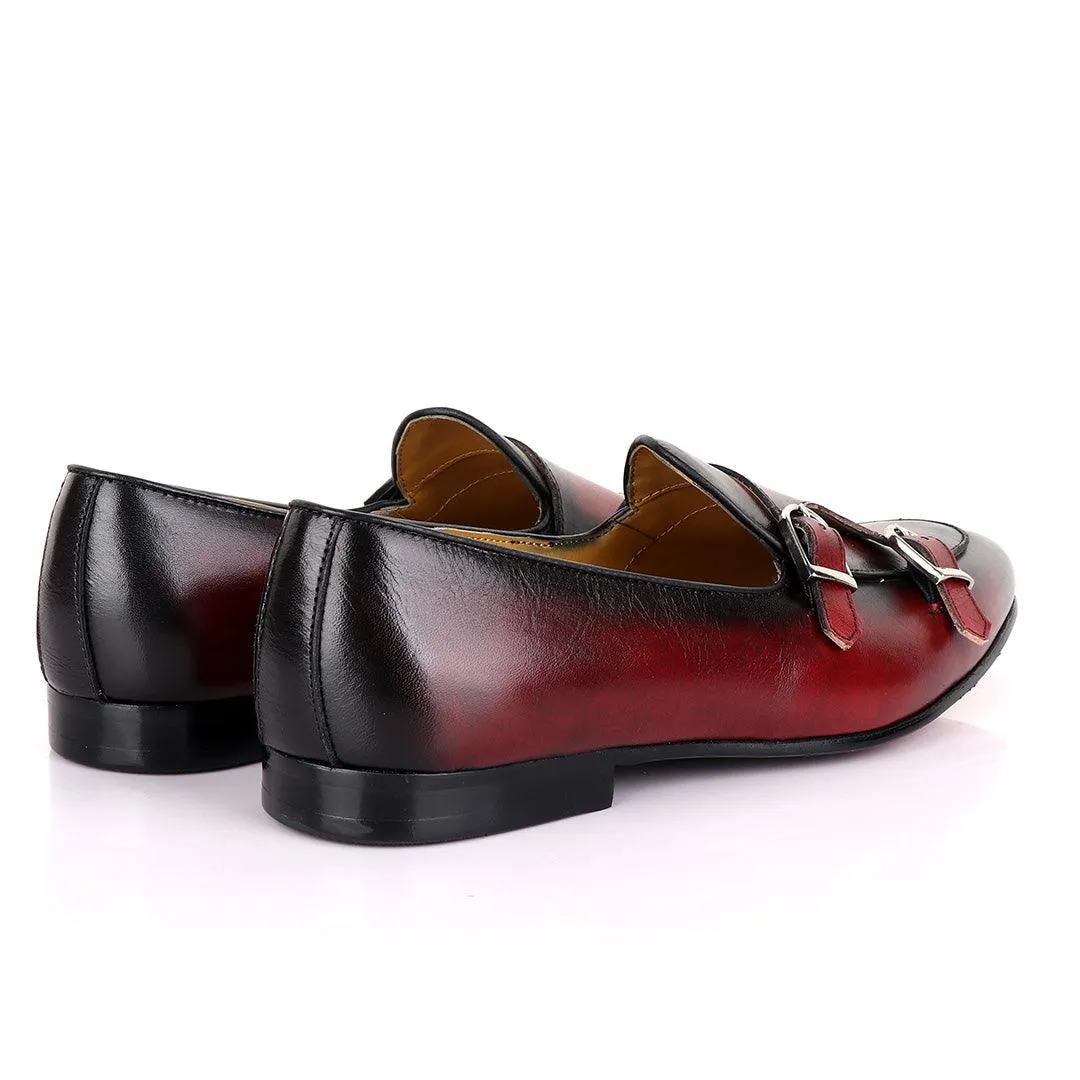 John Mendson Double monk Strap Wine Loafers