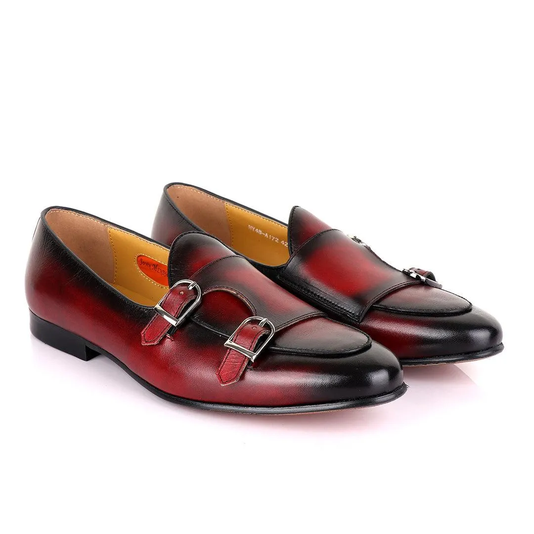 John Mendson Double monk Strap Wine Loafers