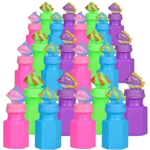 Kicko 3 Inch Fish Bubble Bottle - 24 Pieces of Assorted Oceanic Blob Holders - for Novelty