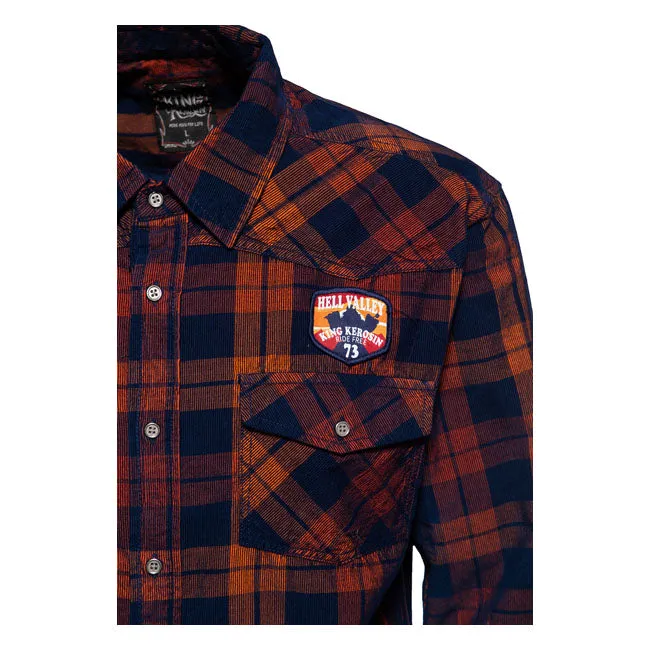 King Kerosin Hell Valley Checkered Shirt Navy / Orange