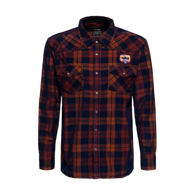 King Kerosin Hell Valley Checkered Shirt Navy / Orange