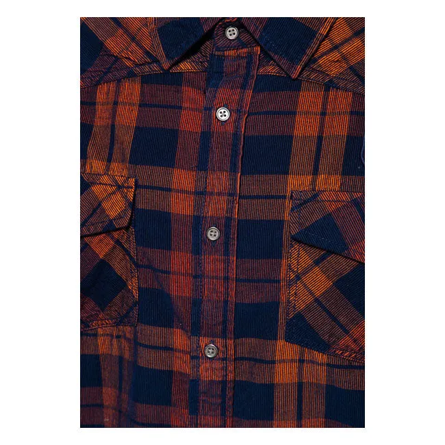 King Kerosin Hell Valley Checkered Shirt Navy / Orange