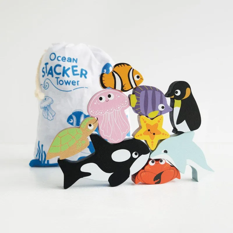 Le Toy Van - Petilou - Ocean Stacking Animals & Bag