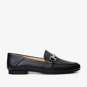 Luanda Black Leather Women Flat Shoe