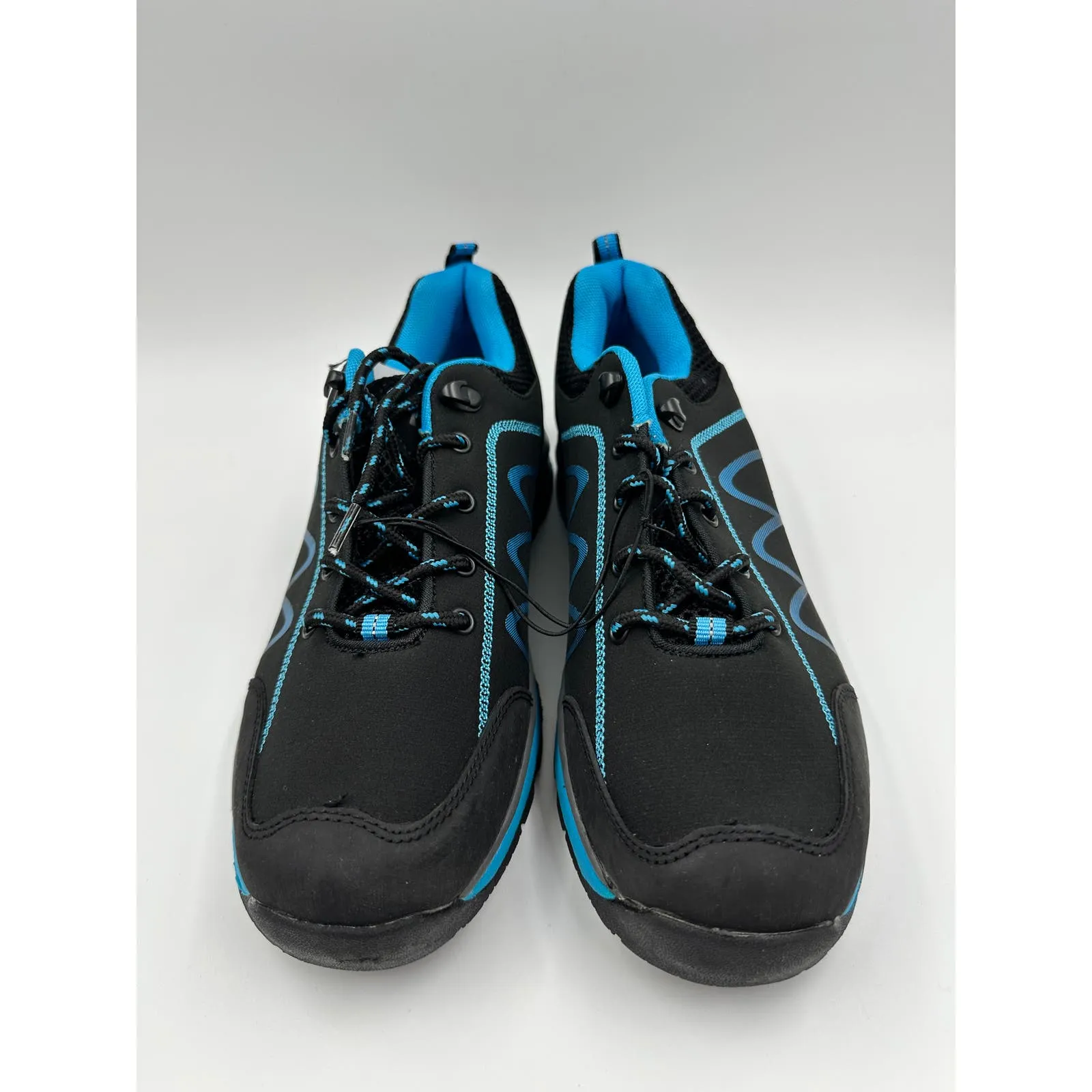 Men's Size 8.5, Black Hiker Sneakers with Light Blue Accents